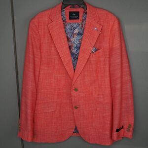 TailorByrd Linen Blend Sport Coat in Textured Red size 44R New